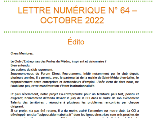 Lettre numérique n°64 Octobre 2022